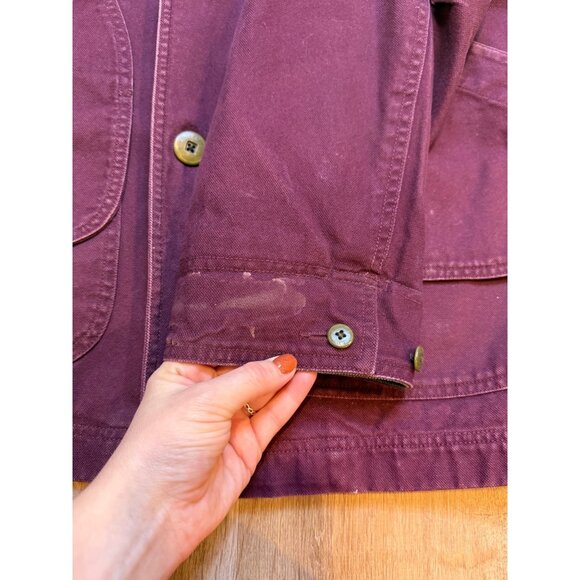 L.L. Bean Mens Burgundy Hunting Barn Coat Plaid Lining Button Front Corduroy Col - Picture 11 of 11